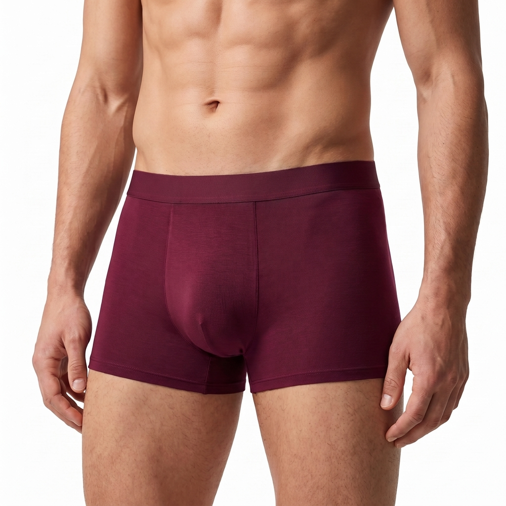 Lévo Classic Bambusboxershorts in Bordeaux – kurze Herren-Boxershorts aus Viskose aus Bambus